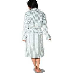 Peignoir polaire homme femme côtelé extra doux Blanc/Lichen XL KASH