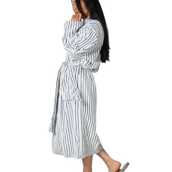Peignoir polaire homme femme côtelé extra doux Blanc/Denim L KASH