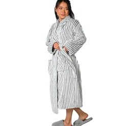 Peignoir polaire homme femme côtelé extra doux Blanc/Anthracite L KASH