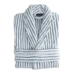 Peignoir polaire homme femme côtelé extra doux Blanc/Lichen XXL KASH