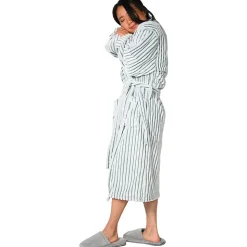 Peignoir polaire homme femme côtelé extra doux Blanc/Lichen XXL KASH