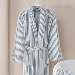 Peignoir polaire homme femme côtelé extra doux Blanc/Lichen S KASH
