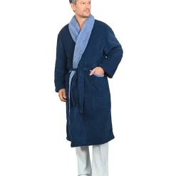 Peignoir polaire mixte côtelé ultra chaud Denim L NOTTING HILL