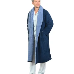 Peignoir polaire mixte côtelé ultra chaud Denim L NOTTING HILL