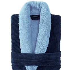 Peignoir polaire mixte côtelé ultra chaud Denim L NOTTING HILL