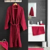 Peignoir uni à col châle (Taille Unique - Rouge)