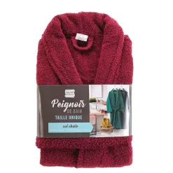 Peignoir uni à col châle (Taille Unique - Rouge)