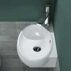 Petit Lavabo Suspendu Blanc Vasque en Céramique Lave Mains WC Salle de Bain