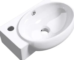 Petit Lavabo Suspendu Blanc Vasque en Céramique Lave Mains WC Salle de Bain