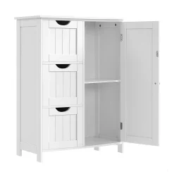 Petit meuble de rangement 1 porte et 3 tiroirs blanc - L60 cm