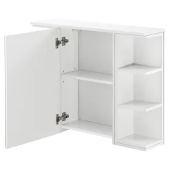 Placard Mural Harstad pour Salle de Bain Porte avec Miroir 64 x 80 x 20 cm Blanc en.casa