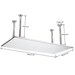 plafonnier chrome LED 80x40 cm avec 4 piliers