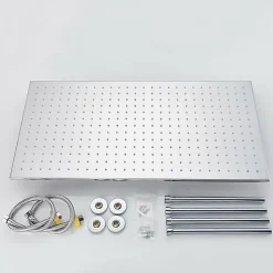plafonnier chrome LED 80x40 cm avec 4 piliers