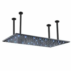 Plafonnier noir mat LED 80x40 avec 4 piliers