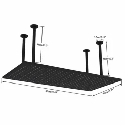 Plafonnier noir mat LED 80x40 avec 4 piliers