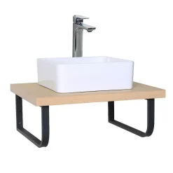 Plan de toilette suspendu pour vasque WILL - 60 cm avec équerres métal