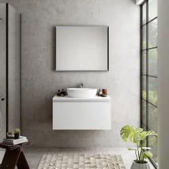 Plan de toilette blanc L.90 x l.51,5 x ép.2 cm, Pura+
