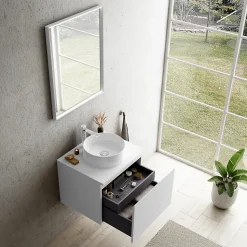 Plan de toilette blanc L.60 x l.51,5 x ép.2 cm, Pura+