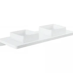 Plan de toilette blanc pour 2 vasques ou 2 lavabos à poser 160x50 pré-percés 2 trous pour bonde SANINDUSA Emma 160 blanc