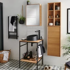 Plan de toilette GoodHome Avela placage chêne 60 cm