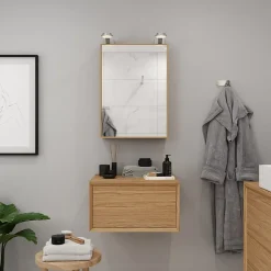 Plan de toilette GoodHome Avela placage chêne 60 cm