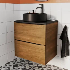 Plan de toilette L.60,5 x l.45,5 cm, noir mat, GoodHome Cadelia