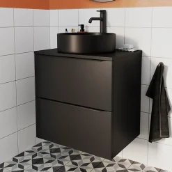 Plan de toilette L.60,5 x l.45,5 cm, noir mat, GoodHome Cadelia