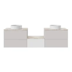 Plan de toilette L.80 x l.45 x ép.2 cm, effet marbre beige, Cadélia