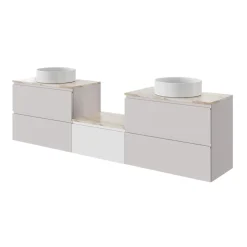 Plan de toilette L.80 x l.45 x ép.2 cm, effet marbre beige, Cadélia