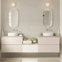 Plan de toilette L.80 x l.45 x ép.2 cm, effet marbre beige, Cadélia