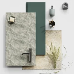 Plan de toilette L.80 x l.45 x ép.2 cm effet marbre vert Cadélia