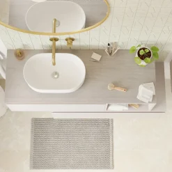 Plan de toilette L.100 x l.45 x ép.1,8 cm, beige cachemire, Kentia