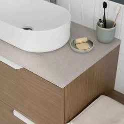 Plan de toilette L.100 x l.45 x ép.2 cm, effet granite gris, Cadélia