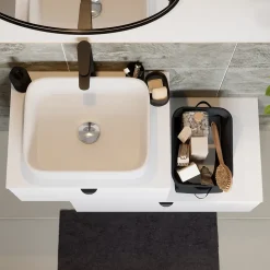 Plan de toilette L.80 x l.45 x ép.1,8 cm, blanc mat, Kentia