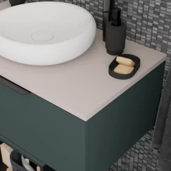 Plan de toilette L.140 x l.45 x ép.1,8 cm beige cachemire Kentia