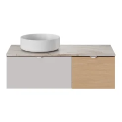 Plan de toilette L.100 x l.45 x ép.2 cm effet marbre beige Cadélia