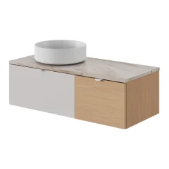 Plan de toilette L.100 x l.45 x ép.2 cm effet marbre beige Cadélia