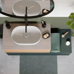 Plan de toilette L.80 x l.45 x ép.2 cm, effet travertin, Cadélia