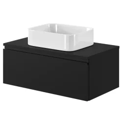 Plan de toilette L.80 x l.45 x ép.18 cm noir mat Kentia