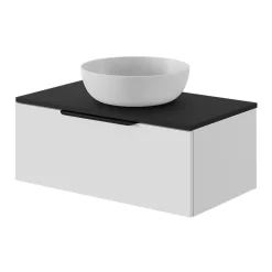 Plan de toilette L.80 x l.45 x ép.18 cm noir mat Kentia