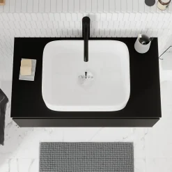Plan de toilette L.80 x l.45 x ép.18 cm noir mat Kentia