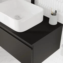 Plan de toilette L.80 x l.45 x ép.18 cm noir mat Kentia