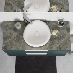 Plan de toilette L.100 x l.45 x ép.2 cm effet marbre vert Cadélia