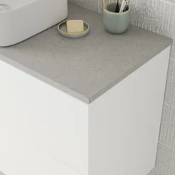 Plan de toilette L.120 x l.45 x ép.2 cm effet granite gris Cadélia