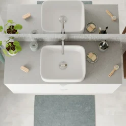 Plan de toilette L.120 x l.45 x ép.2 cm effet granite gris Cadélia