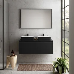 Plan de toilette noir mat L.120 x l.51,5 x ép.2 cm, Pura+