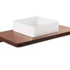Plan de toilette noyer pour vasque ou lavabo à poser 80x50 trou central de bonde d'évacuation pré-percé SANINDUSA Emma 80 noyer