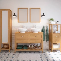Plan de toilette placage chêne L.120,4 x l.45,2 x ép.2,8 cm, GoodHome Perma