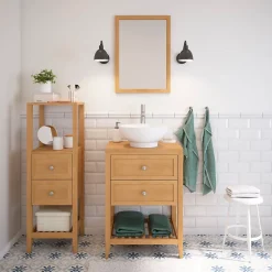 Plan de toilette placage chêne L.60,4 x l.45,2 x ép.2,8 cm, GoodHome Perma