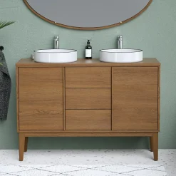Plan de toilette placage chêne L.120 x 45 cm Kabayan